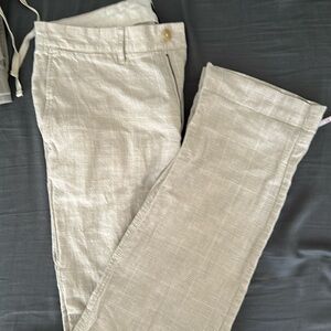 J crew sandy cream prince of wales linen cotton pant